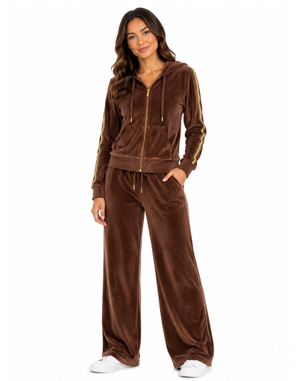Women’s Velour Zip Hoodie & Wide-Leg Pant Set #08