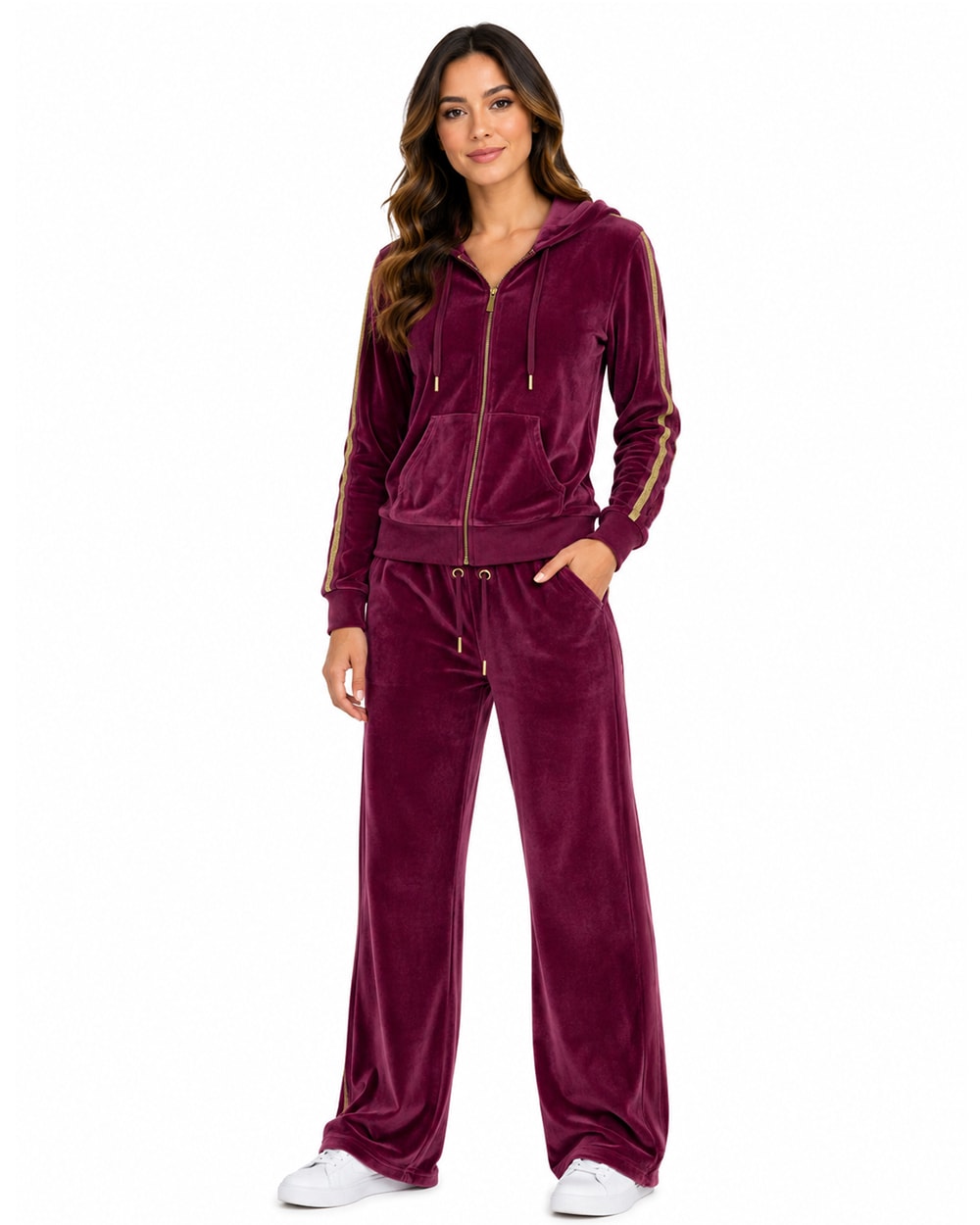 Women’s Velour Zip Hoodie & Wide-Leg Pant Set #08