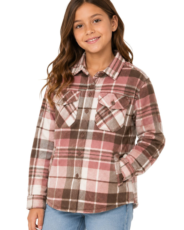 Girls' Shacket with Sherpa Lining #H35