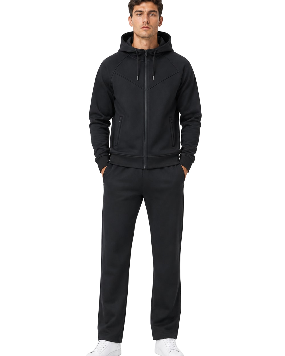 Men’s Textured Full-Zip Hooded Tracksuit Set #T18