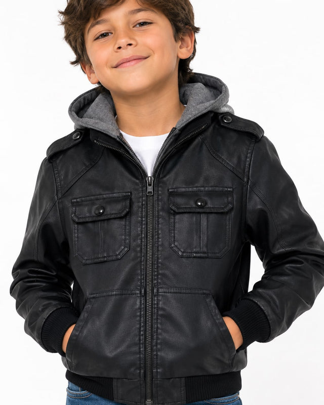 Boys’ Faux Leather Jacket #810