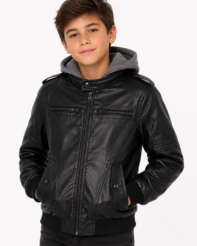 Boys’ Faux Leather Jacket #812