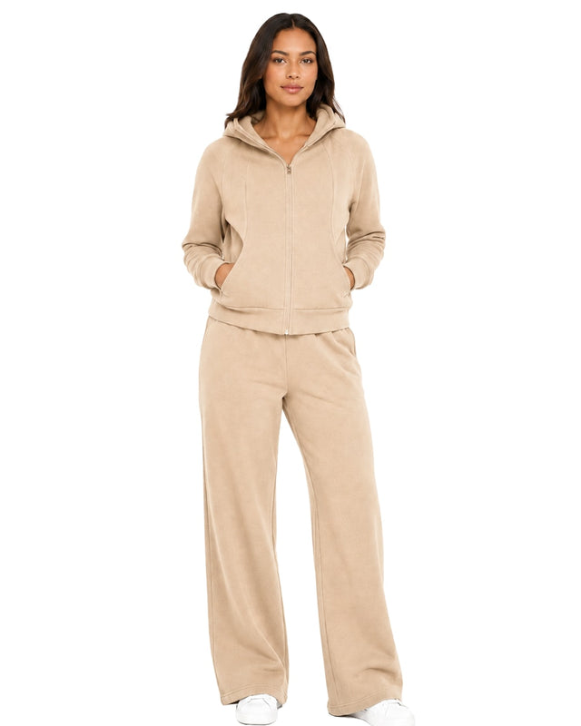 Women’s Zip-Up Jacket & Wide-Leg Pants Set #13