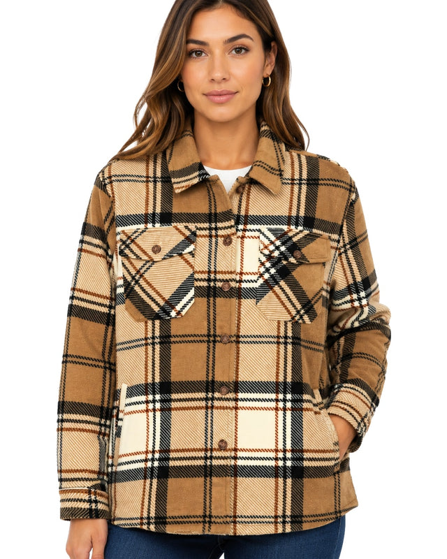 Ladies' Plush Shacket with Sherpa Lining #35