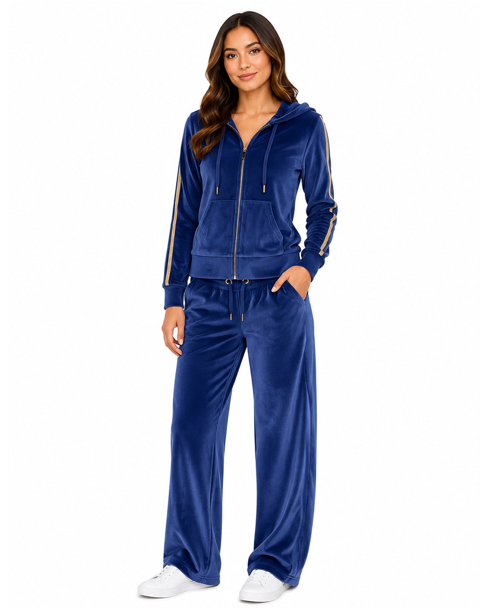 Women’s Velour Zip Hoodie & Wide-Leg Pant Set #08