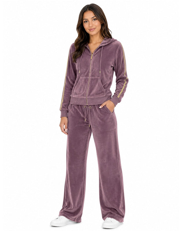 Women’s Velour Zip Hoodie & Wide-Leg Pant Set #08