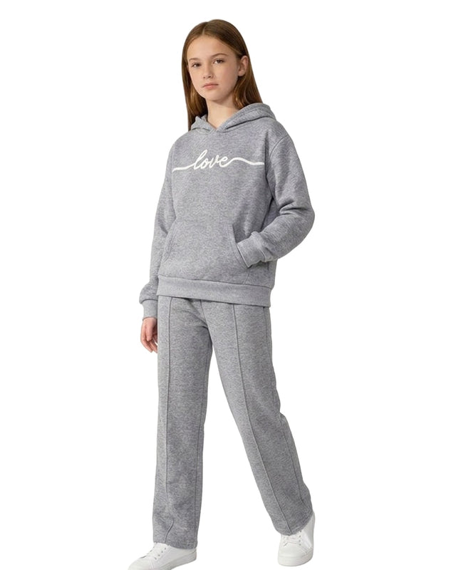 Girls' Love Hoodie & Sweatpants Set #Q06