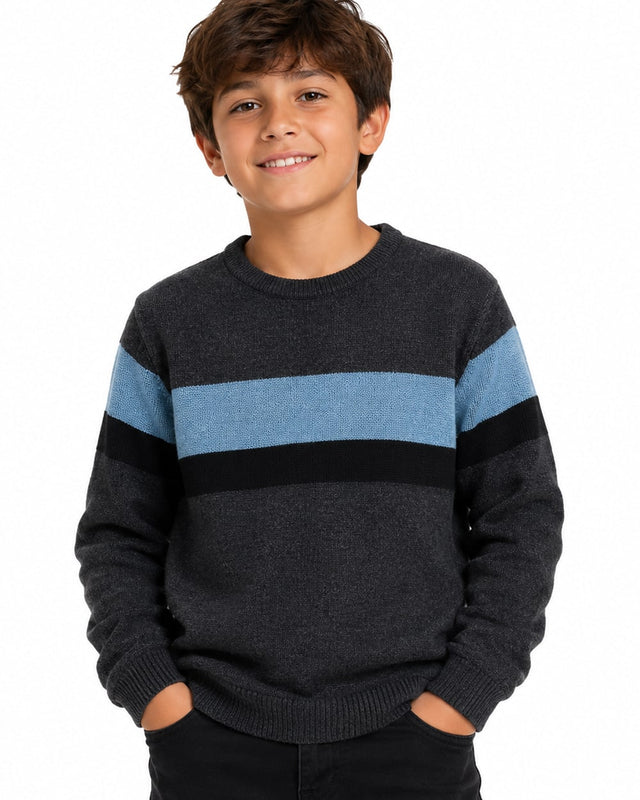 Boys' Striped Quarter Zip Sweater WXX-25