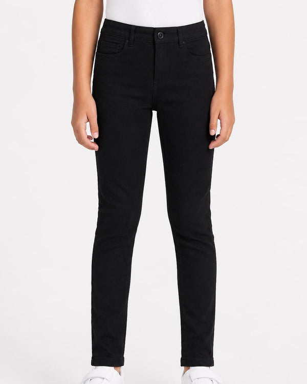 Girls' Skinny Black Twill Pants #01