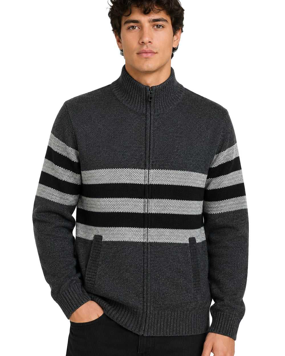 Men's Striped Bonded Sweater