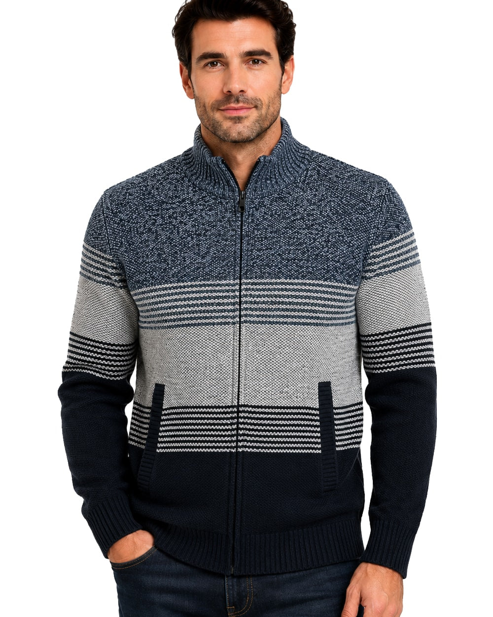 Men's Striped Bonded Sweater