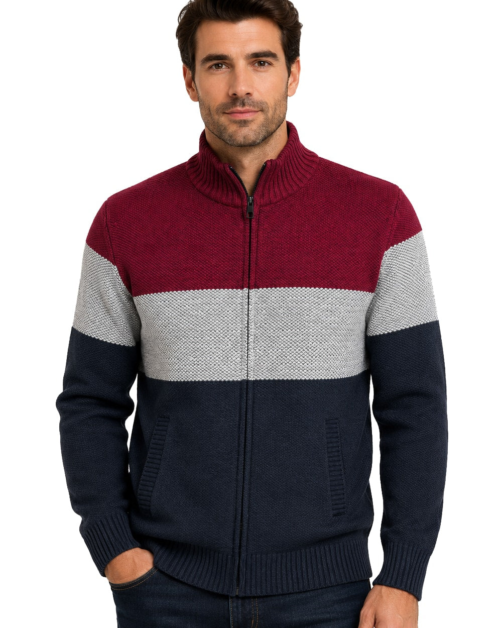 Men's Striped Bonded Sweater