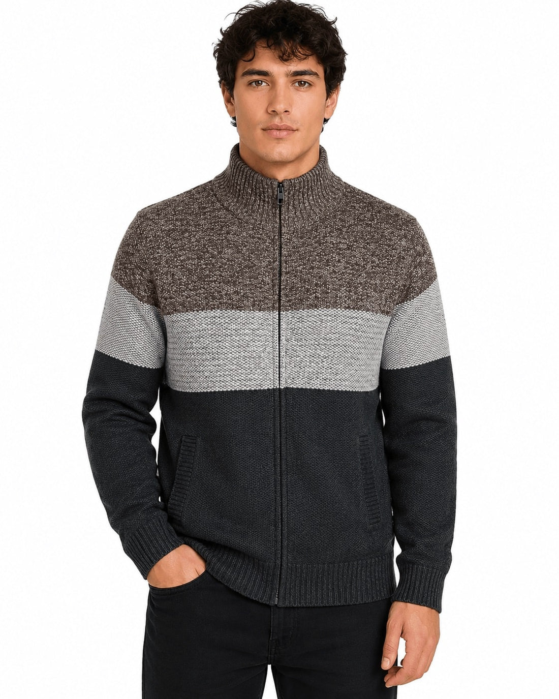 Men's Striped Bonded Sweater #190H