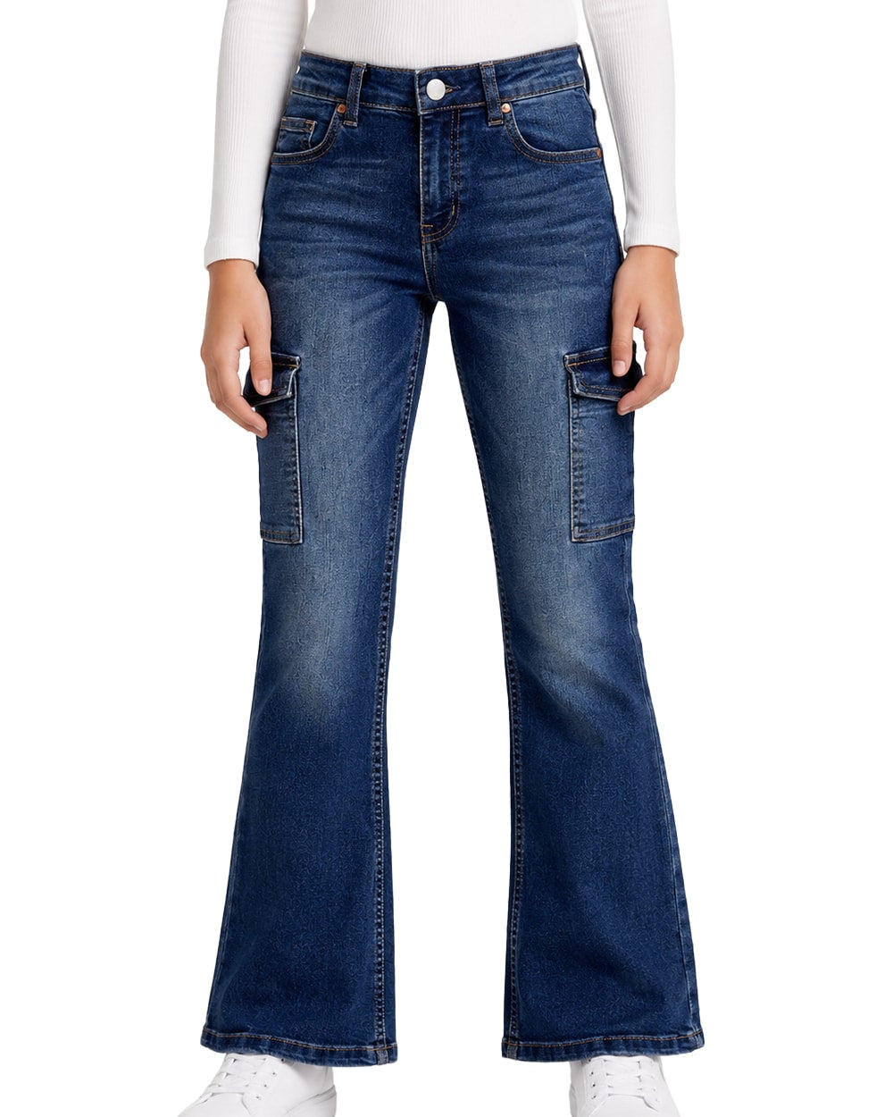 Girls'Flare Jeans With Cargo Pockets # J07