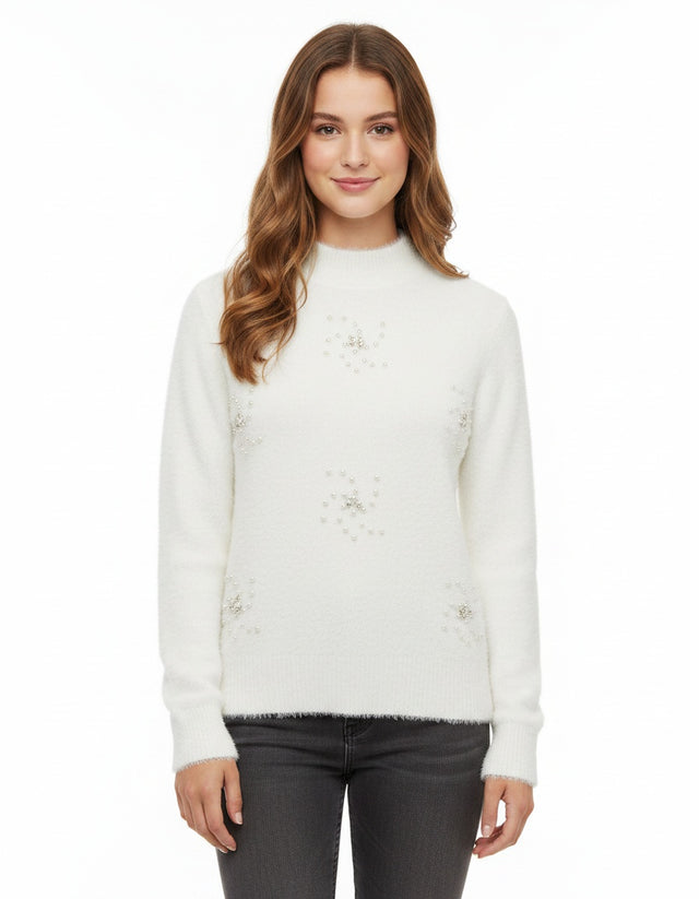 Mock Neck Pearl Sweater #5