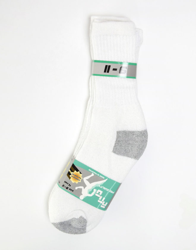 Wholesale Crew White / Gray Cotton Socks (240 Pairs)