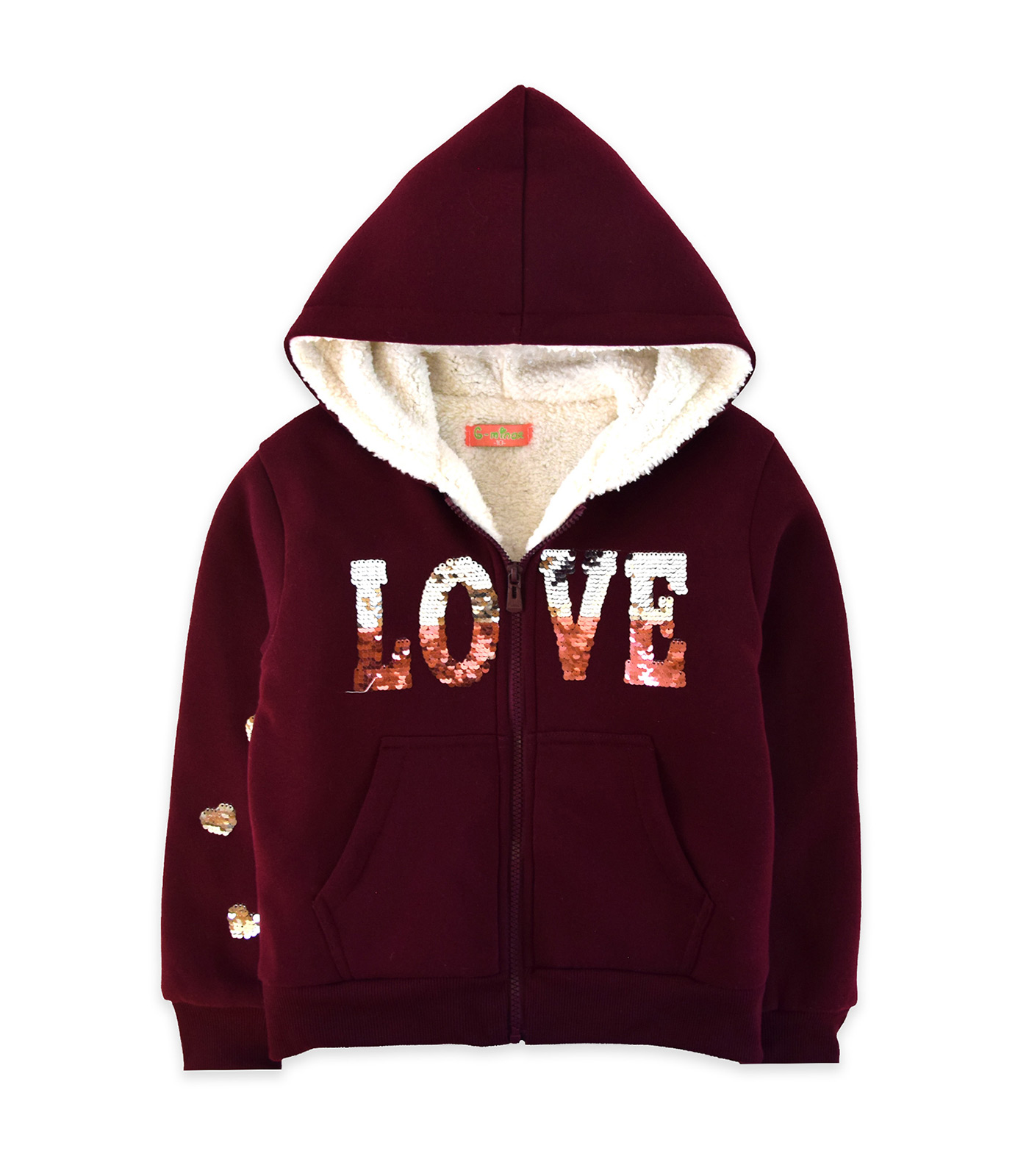 Wholesale Girls’ Hoodie with Sherpa Lining LOVE - Wholesale Clothing ...