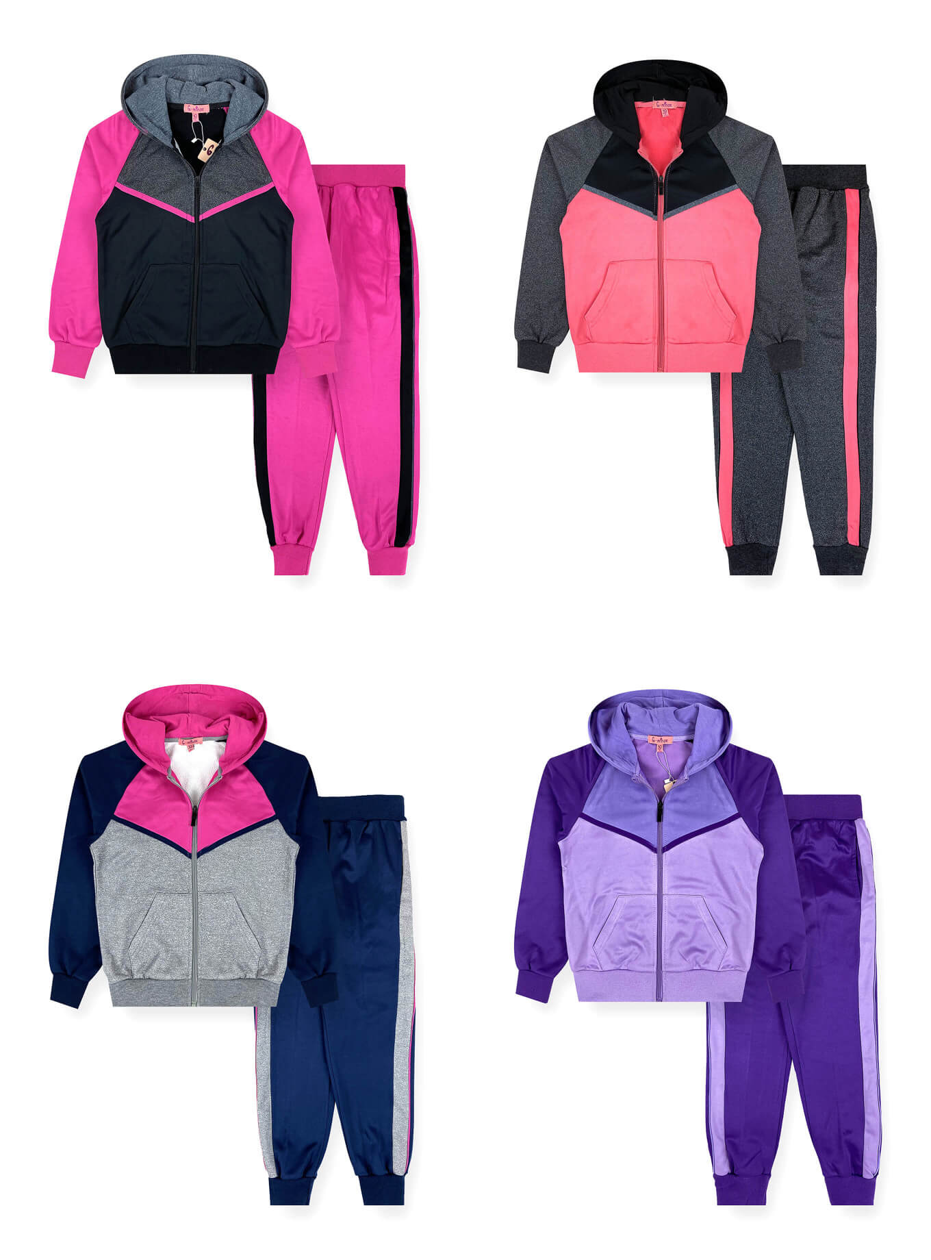 Wholesale Girls' 2PC Fleece Tracksuit Set (Size 6X-14)